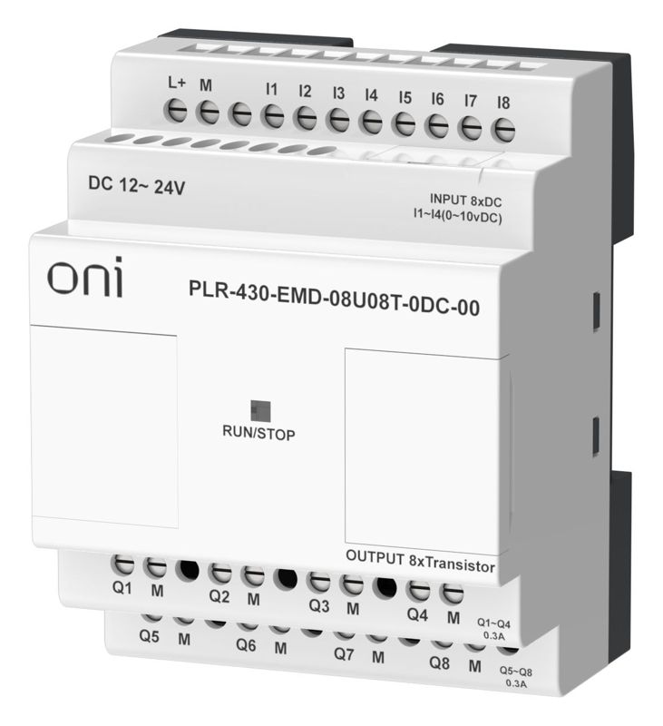 Модуль расширения входов выходов ПЛК 430 4 DI 4 UI (0-10В/DI) 8 TO 24В DC ONI PLR-430-EMD-08U08T-0DC-00