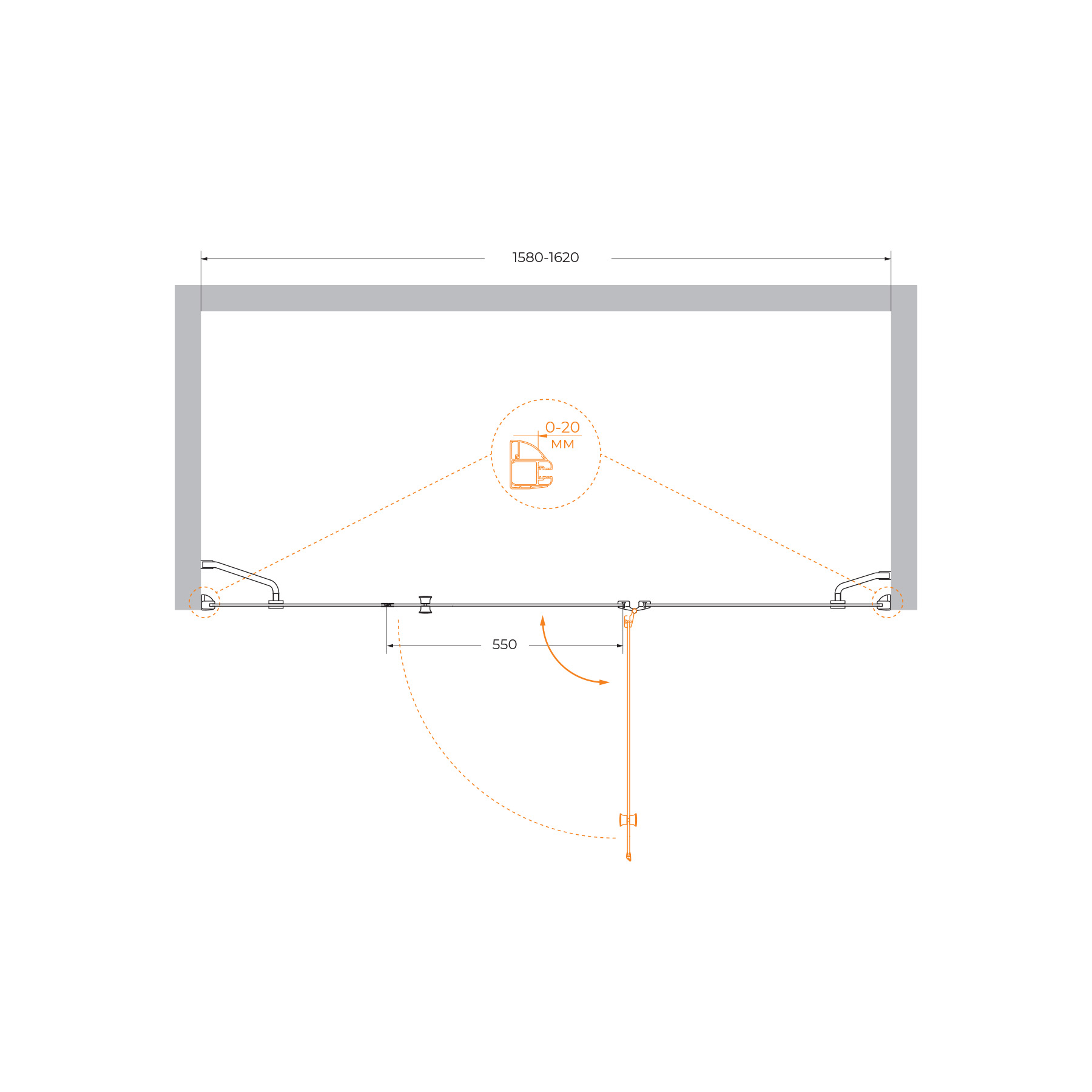 Душевая дверь CEZARES VERONA-W-B-13-40+60/60-P-Cr-R