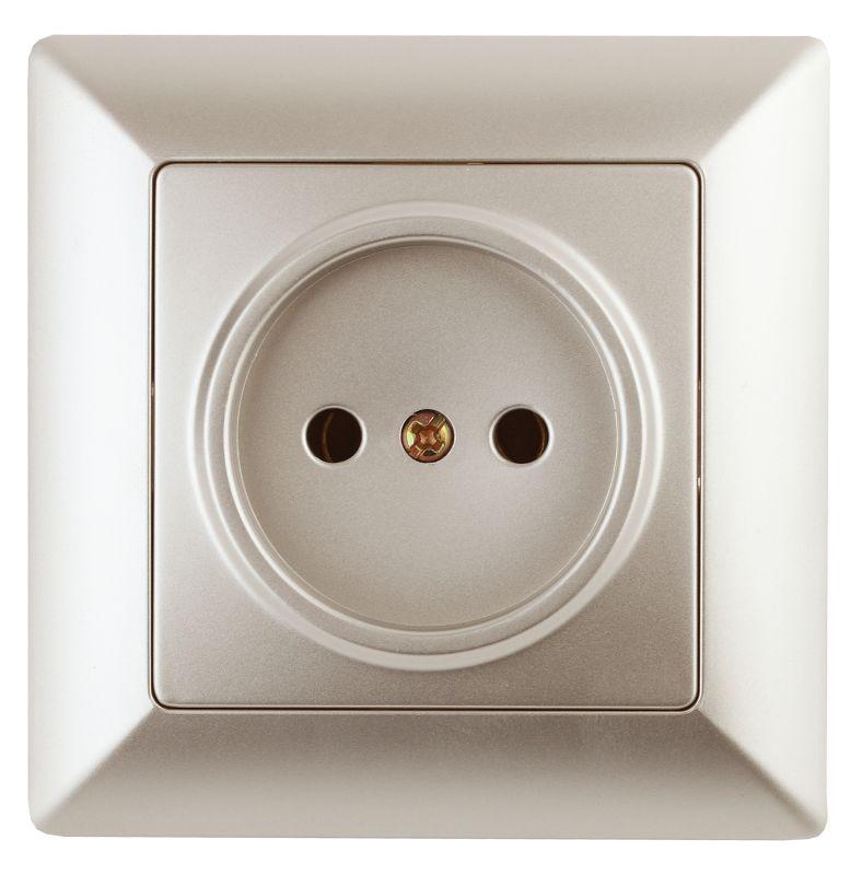 Розетка 1-м СП Solo 4-201-04 2P 16А 250В IP20 без заземл. шампань Intro Б0053644