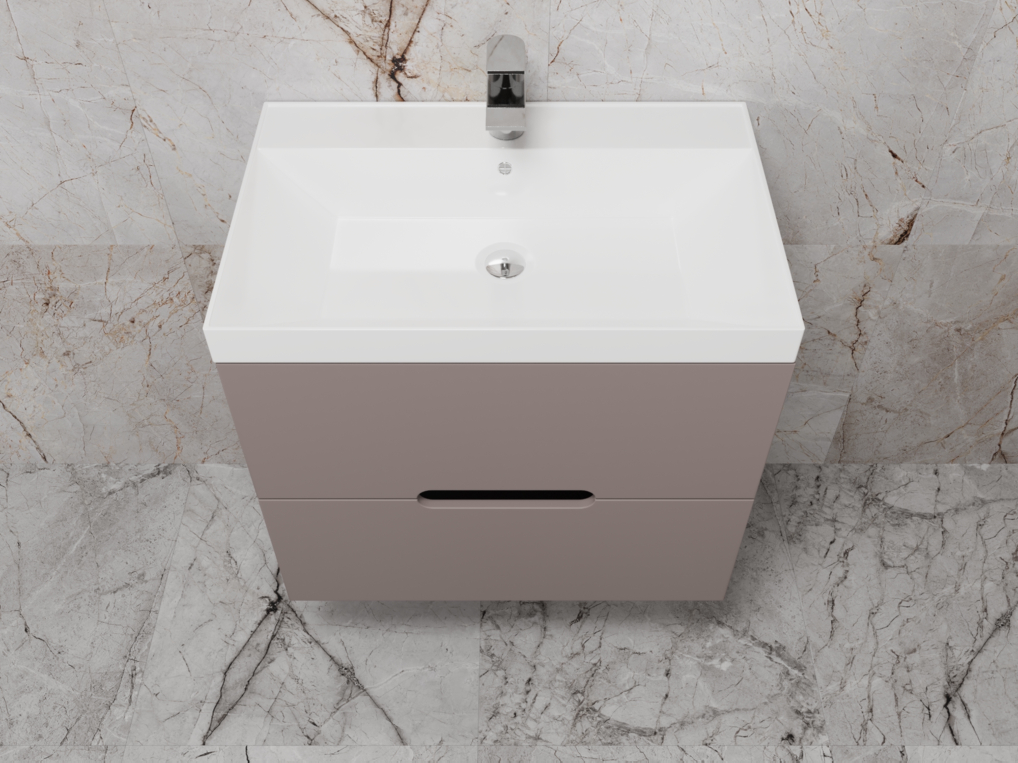 Тумба подвесная "Матис 70", Classic 70, (2 ящика), тауп темный, ЭМАЛЬ