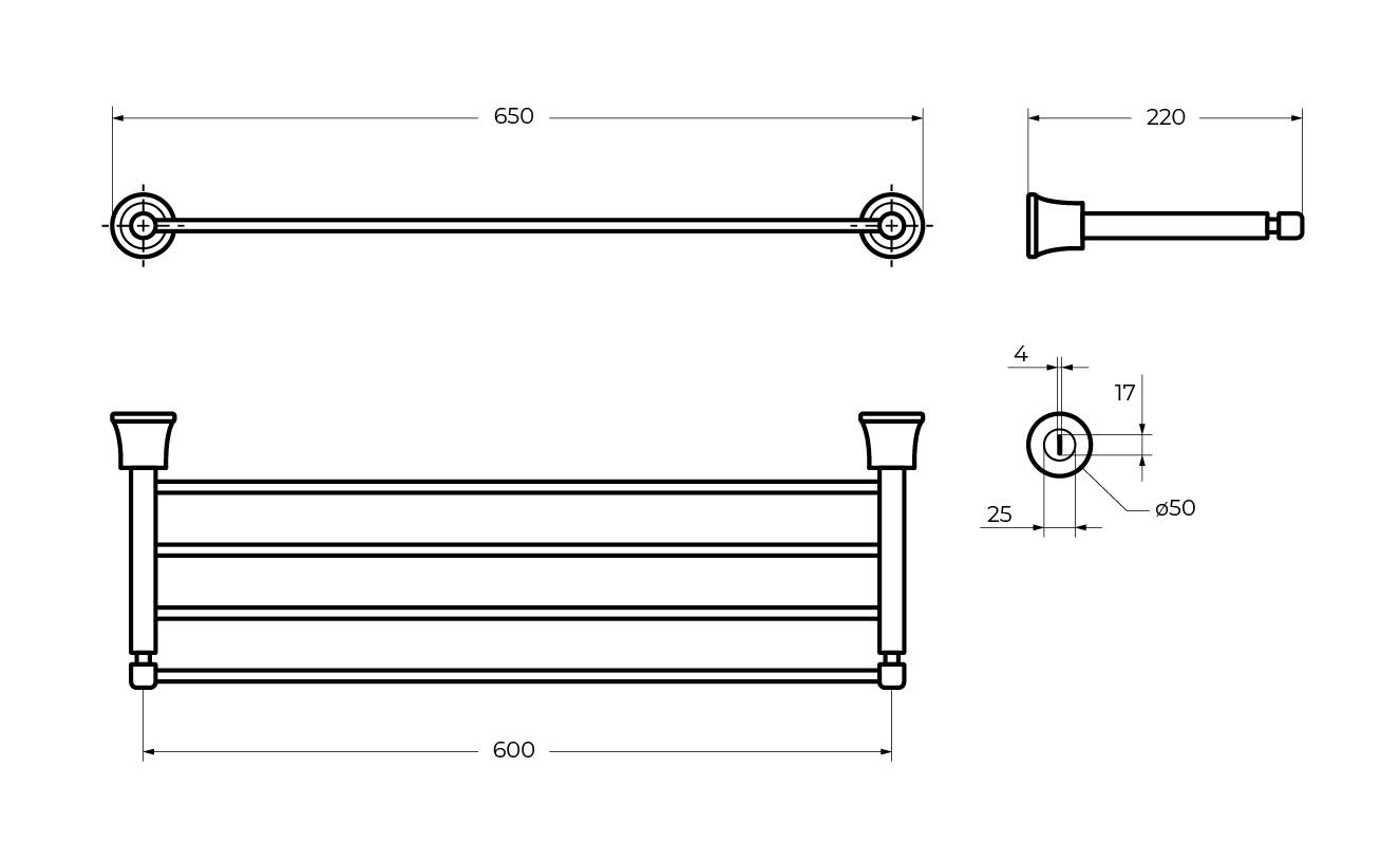 Полка для полотенец CEZARES LIBERTY CZR-F-8983