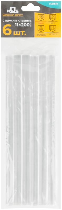 Стержень клеевой 11х200мм прозрачность 100% (уп.6шт) MOS 14515М