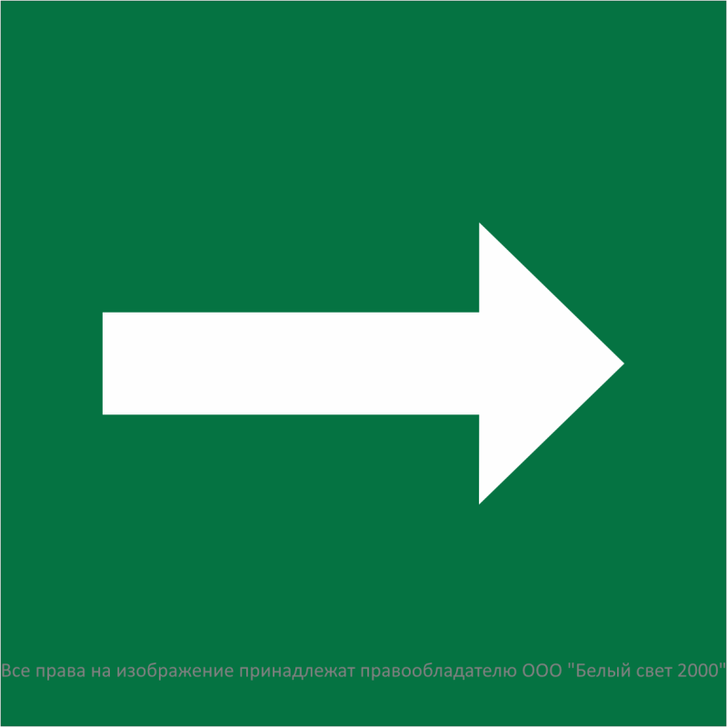 Знак безопасности NPU-1818.C01"Направление движения к защитным сооружениям" Белый свет a32734