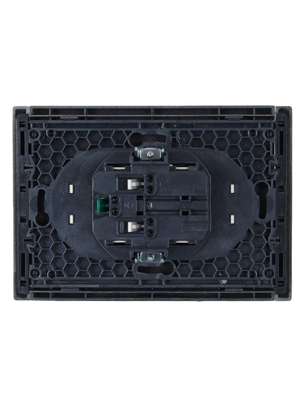 Розетка 2-м СП FORTE&PIANO FP524 16А с заземл. без защ. шторок безвинт. крепл. сталь IEK FP-R21-16-1-K46