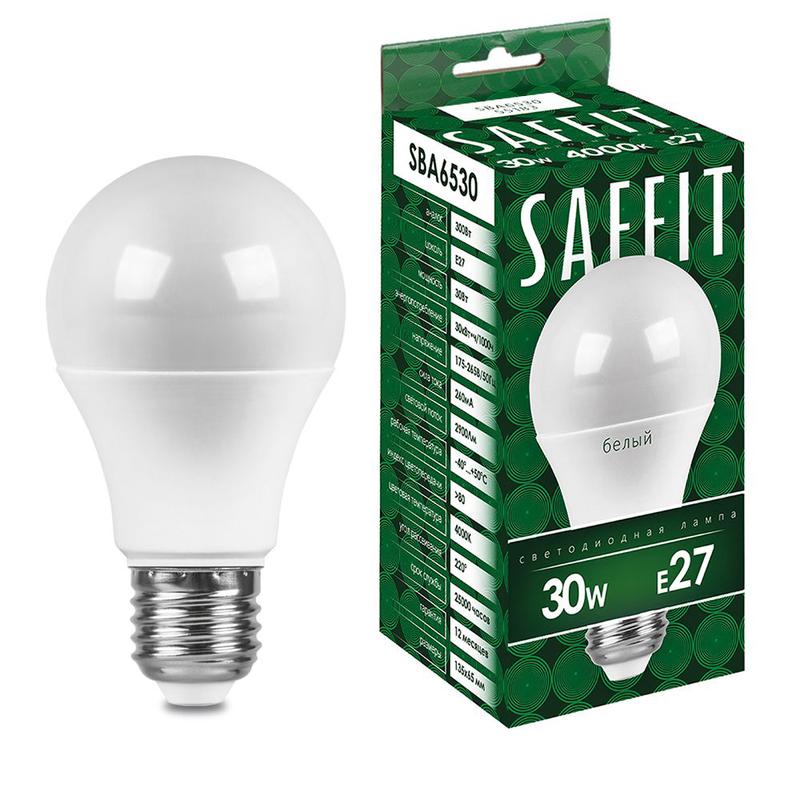 Лампа светодиодная 30Вт 230В E27 6400К A65 SBA6530 SAFFIT 55184