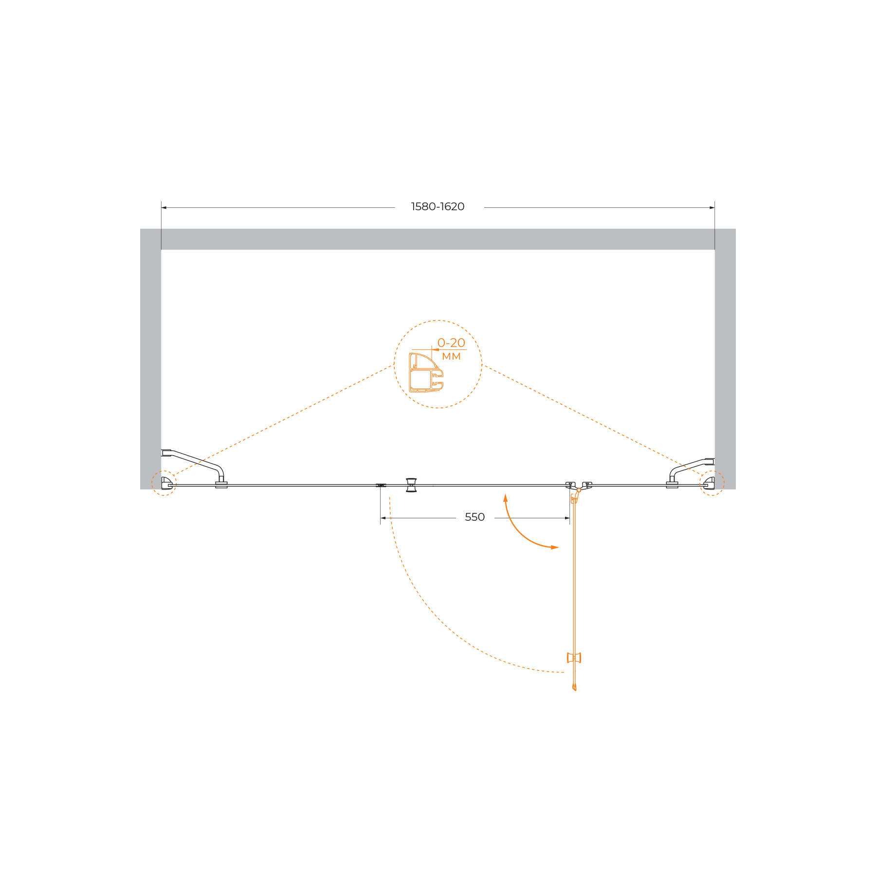 Душевая дверь CEZARES VERONA-W-B-13-60+60/40-C-Cr