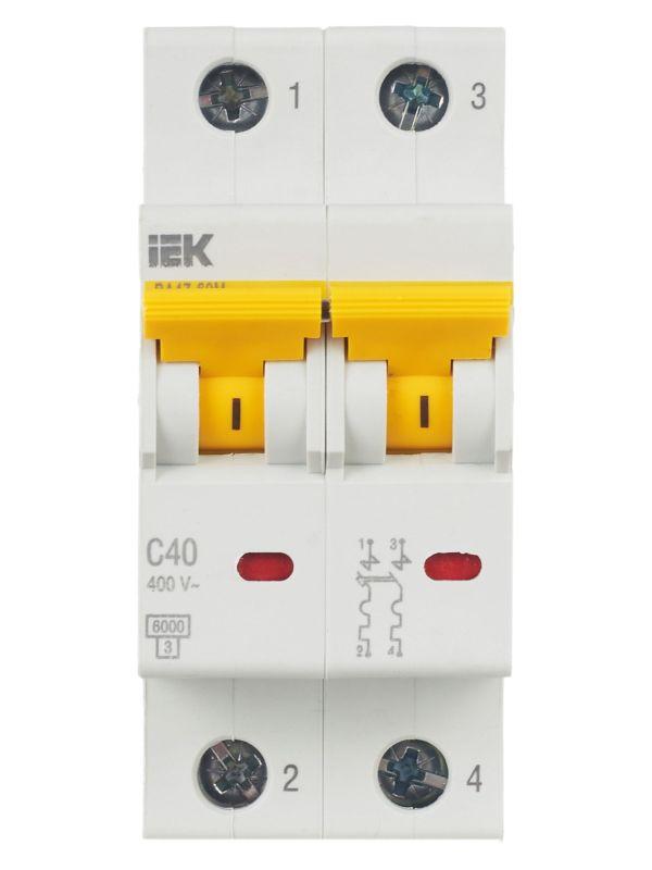 Выключатель автоматический модульный 2п C 40А 6кА ВА47-60M KARAT IEK MVA31-2-040-C