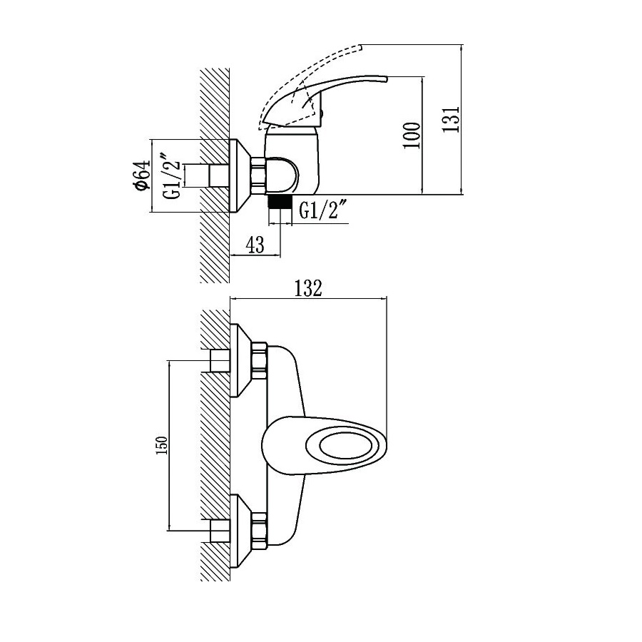Смеситель для душа Fmark FM3003, хром