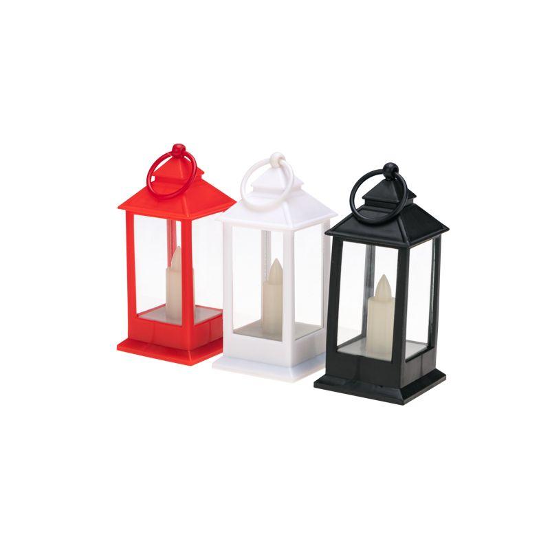 Набор из 3 фонарей со свечкой 5.5х5.5х12.5см тепл. бел. 3хLR1130 корпус бел. красн. черн. Neon-Night 513-020