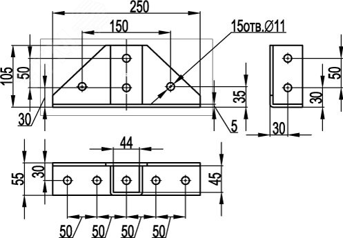 Крепление с площадкой 250х55 для BPM-41 горячеоцинкованное