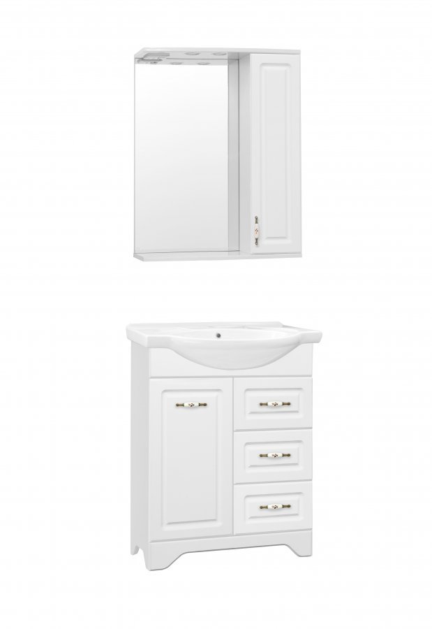 Тумба "Олеандр-2 65" (3 ящ.) под умывальник Байкал 65, Люкс белая