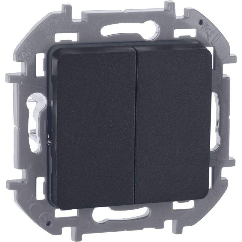 Выключатель 2-кл. Inspiria 10А IP20 250В 10AX механизм антрацит IEK 673623