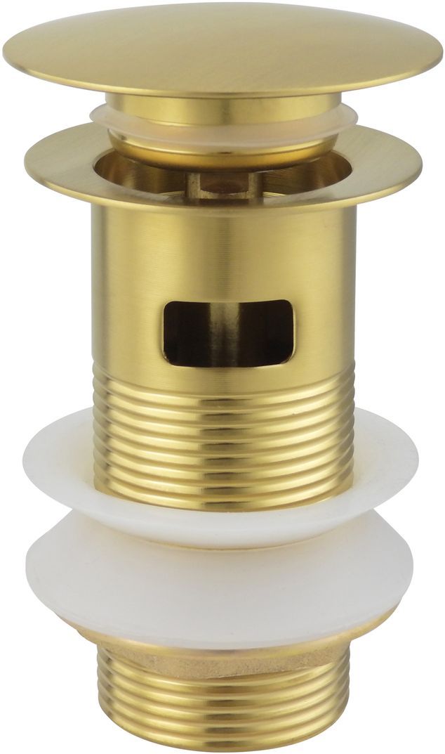 5.31023-GB PRIORITY Донный клапан Round 1 1/4 с переливом, сталь/латунь,браш.золото (330540)