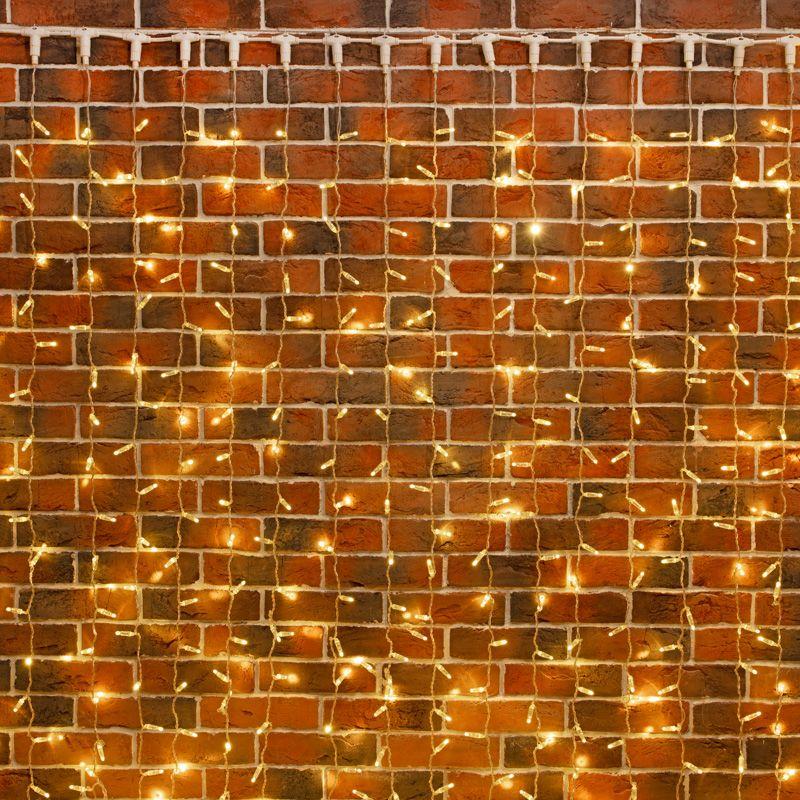 Гирлянда светодиодная "Занавес" 2х9м 1200LED тепл. бел. 230В IP65 эффект мерцания провод ПВХ прозр. соединяется нужен шнур 303-500-1 Neon-Night 235-696