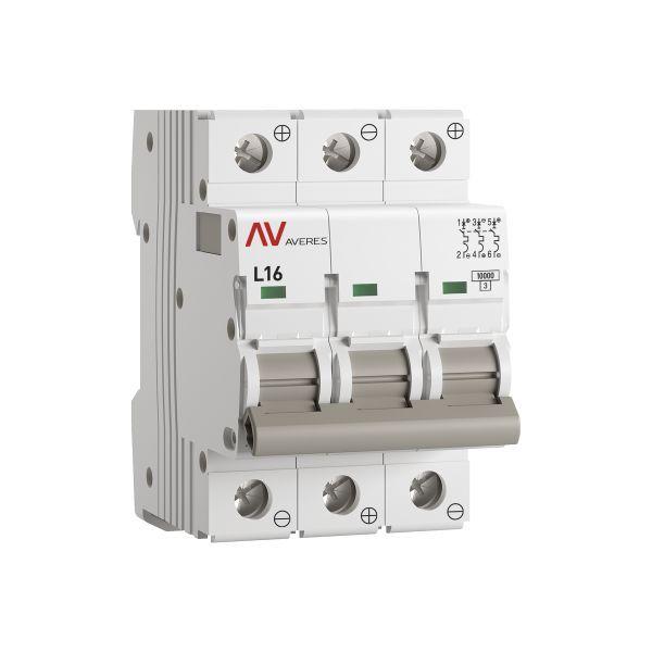Выключатель автоматический модульный 3п L 16А 10кА AV-10 DC AVERES EKF mcb10-DC-3-16L-av