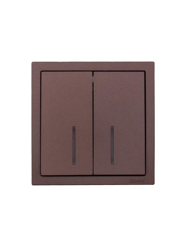 Выключатель 2-кл. с индик. СП ZIMA IP20 10А безвинт. зажим шоколад LEZARD 704-7388-112QC