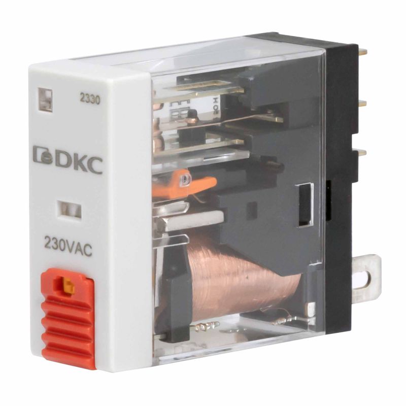 Реле миниатюрное промышленное 1CO ком. ток 12А AgSnO2 напряжение 115В AC опция: тест-кнопка+светодиод DKC IR-115AC-1CO-D