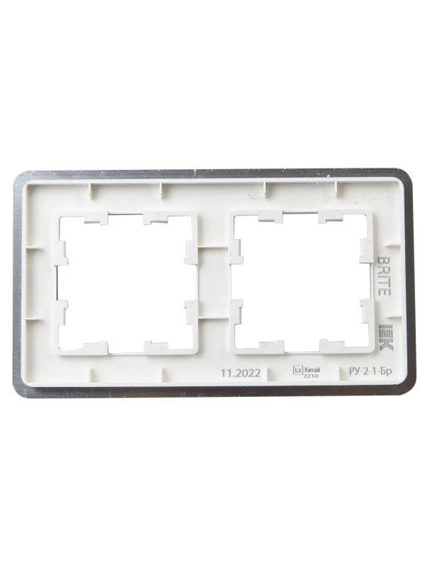 Рамка 2-м BRITE РУ-2-1-Бр метал. алюм. RE AL IEK BR-M22-M-21-K47