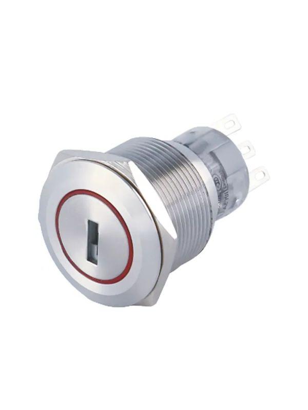 Переключатель GQ22-L-22Y/31/S IP40 2НО+2НЗ на 3 положения с фиксацией замок с ключом I-O-II d22мм метал. Электротехник ET259217