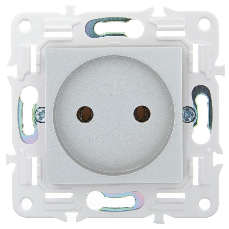 Розетка SKANDY 10А без заземл. без защ. шторок SK-R02S серебр. IEK SK-R10-10-K23