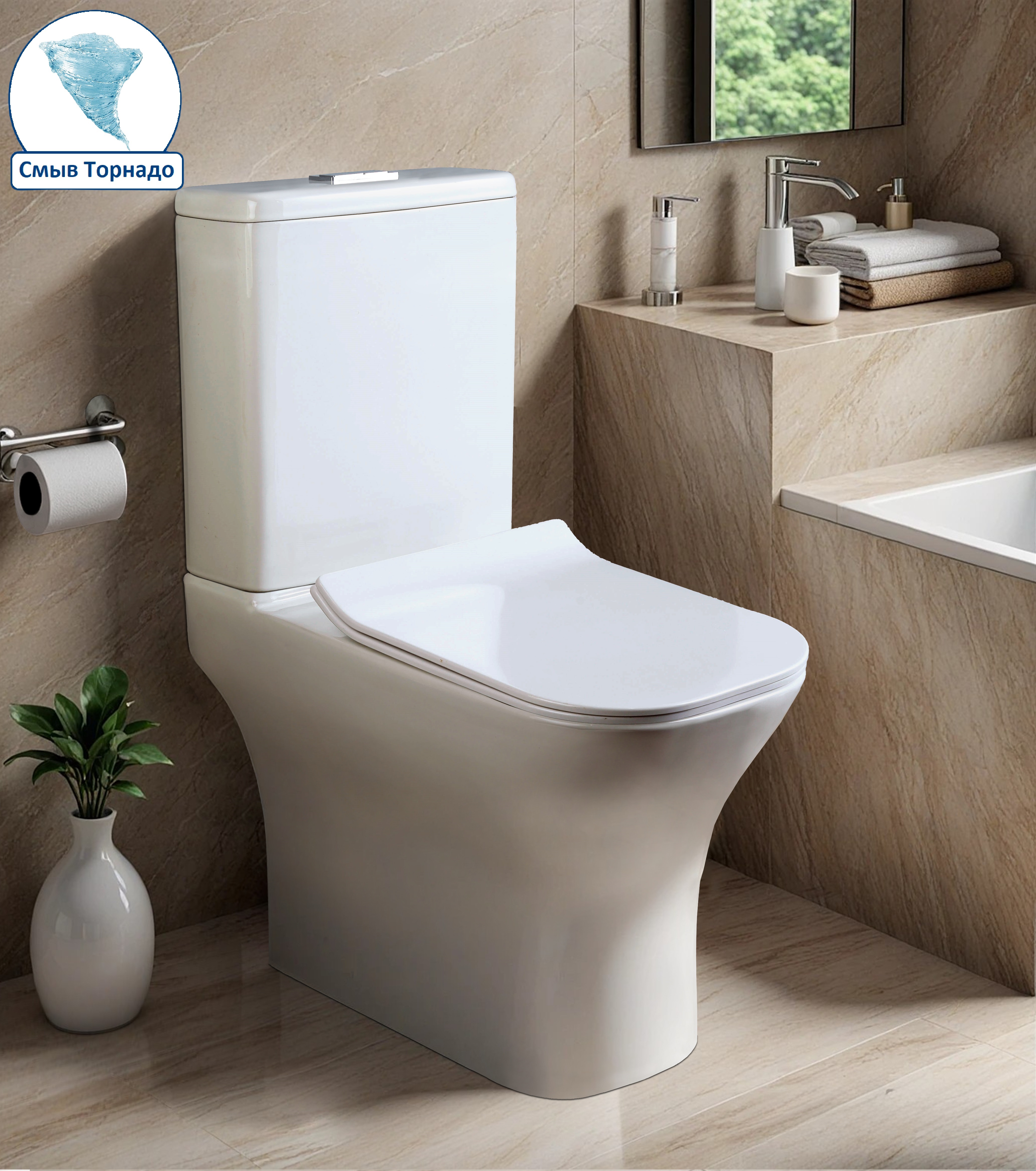 Унитаз VETTORE Tornado напольный безободковый CT10816 (665х350х830) Ceruttispa