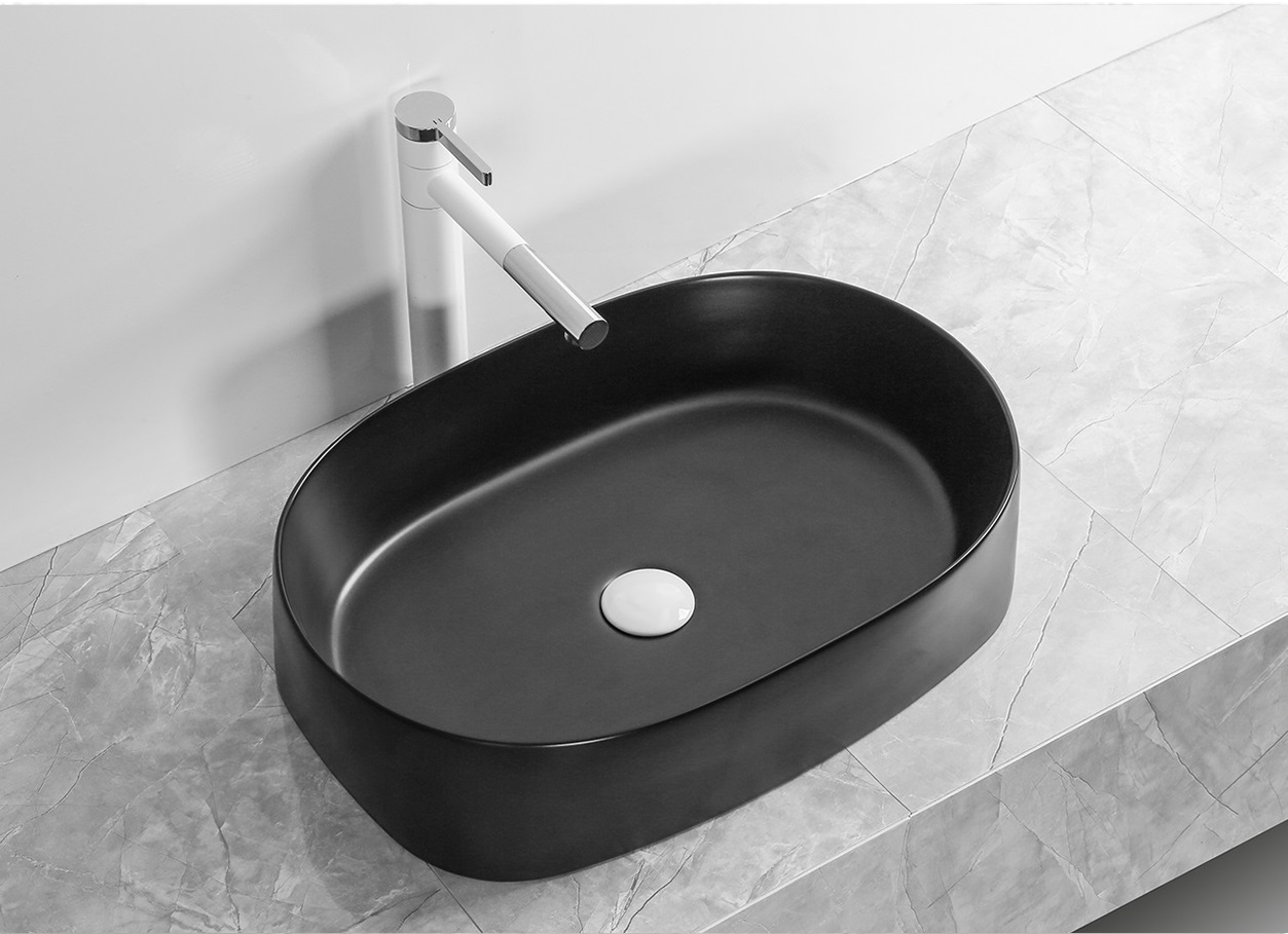 Раковина CR2691 накладная, черный матовый, овальная 560х390х140 Ceruttispa