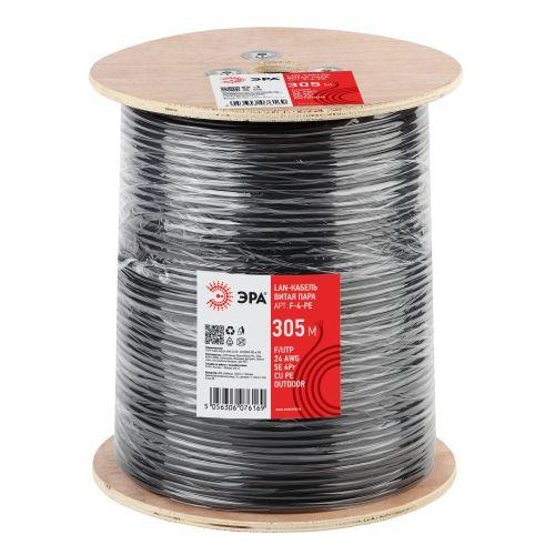 Кабель витая пара F/UTP кат.5E 4х2х24AWG solid CU PE Outdoor черн. (м) Эра Б0044689