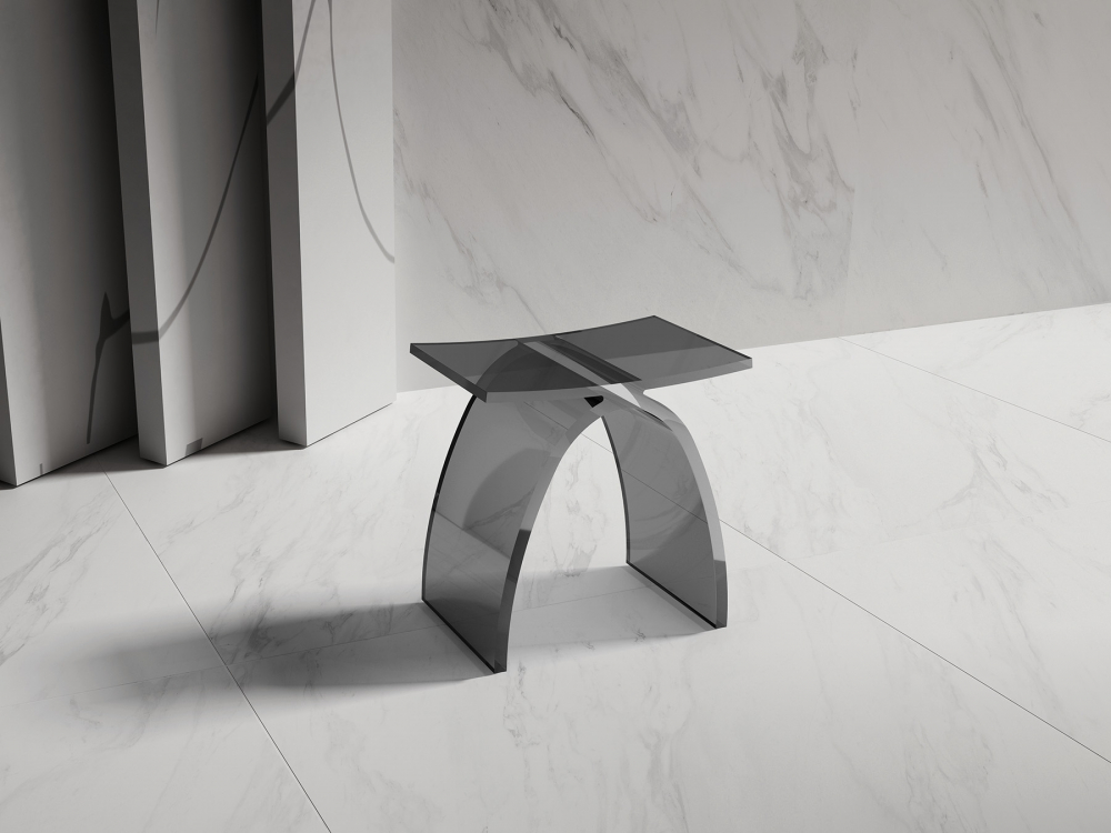 Стульчик для ванной прозрачный ABBER Kristall AT1739Onyx черный