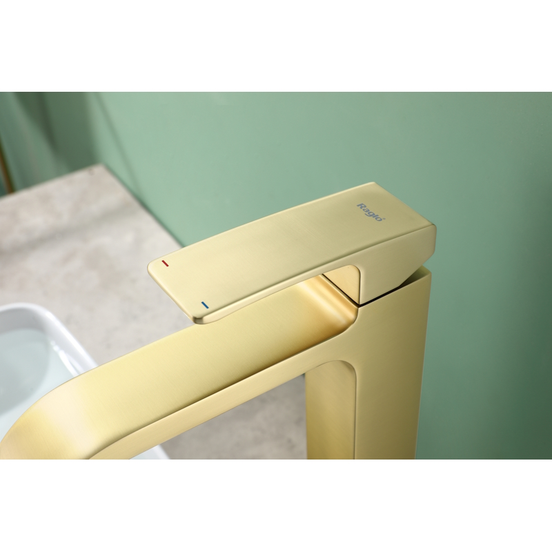 Смеситель для раковины высокий Raglo R02.15.03, золотой сатин