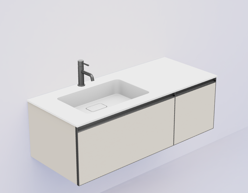 QUATRO 2 120см (80+40) тумба CASHMERE профиль ANTHRACITE c подсветкой