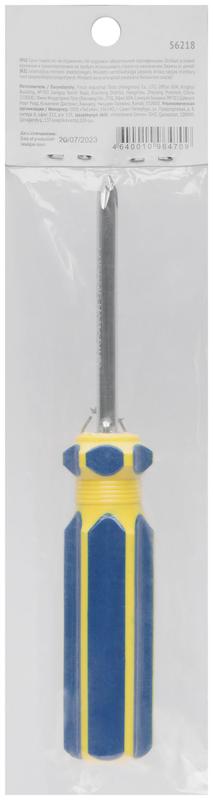 Отвертка с переставным жалом CrV сталь пластиковая ручка 6х70мм PH2/SL6 син.-желт. FIT 56218