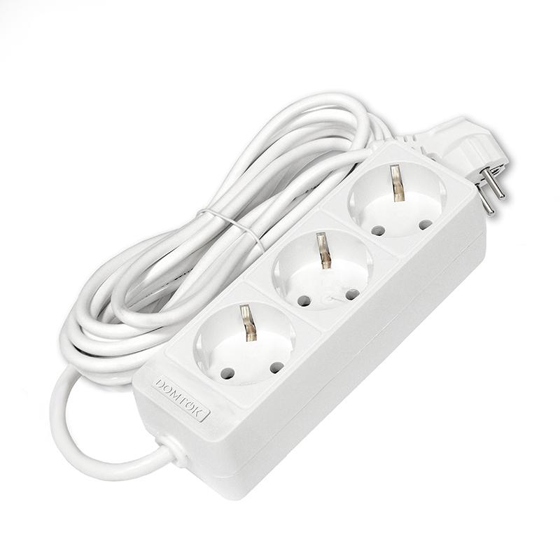 Удлинитель 3х5м с заземл. 16А IP20 3.5кВт ПВС 3х1 бел. DOMTOK 2392