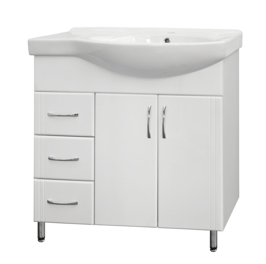 Тумба 25 (3 ящ.) под умывальник Коралл 82, левая