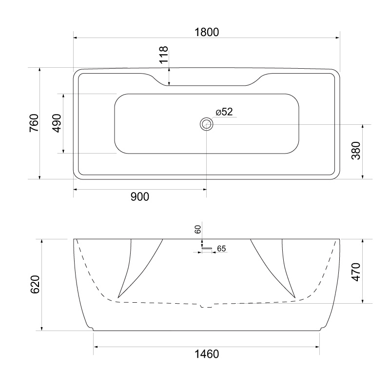 Акриловая ванна BELBAGNO BB110-180-76