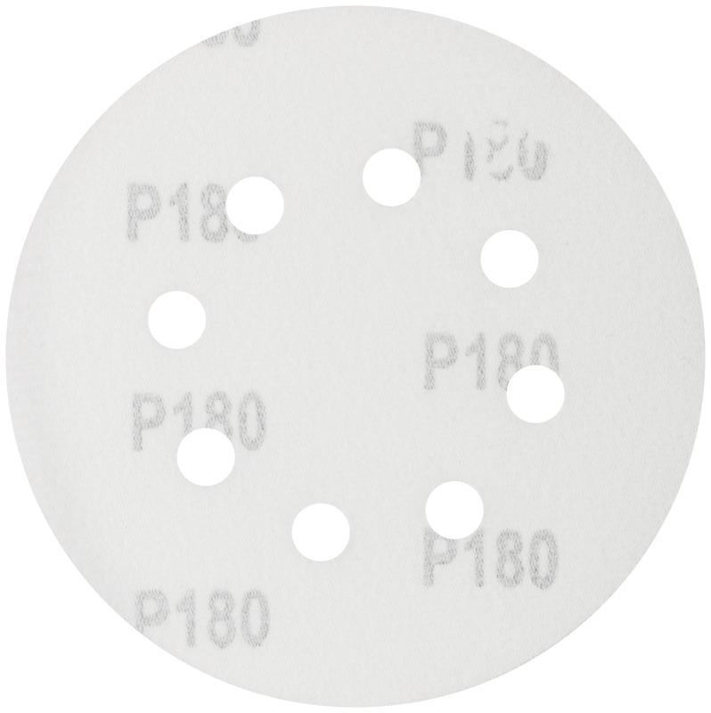 Круг шлифовальный с отверстиями (липучка) 125мм Р 180 алюм./оксидные (уп.5шт) КУРС 39788