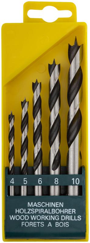 Набор сверл по дереву CrV Профи пластиковый бокс 5шт (4-5-6-8-10мм) FIT 36099