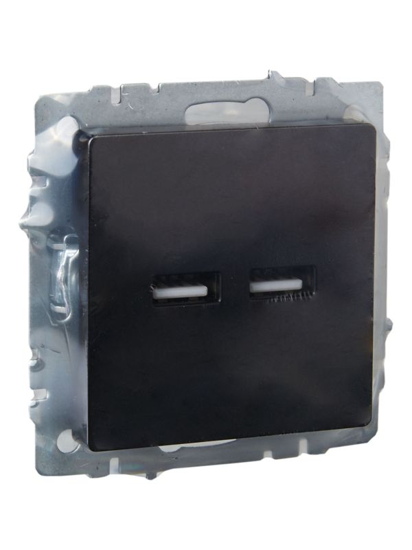 Розетка BRITE USB A+A 3.1А РЮ10-1-БрЧ механизм черн. IEK BR-U21-D31-K02