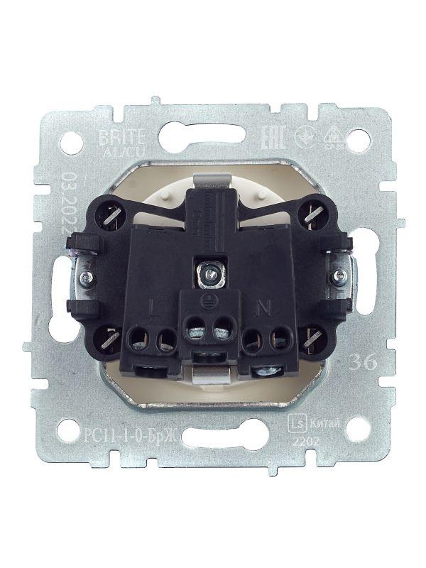 Розетка 1-м СП BRITE РС11-1-0-БрЖ 16А с заземл. без защ. шторки механизм жемчуж. IEK BR-R11-16-K36