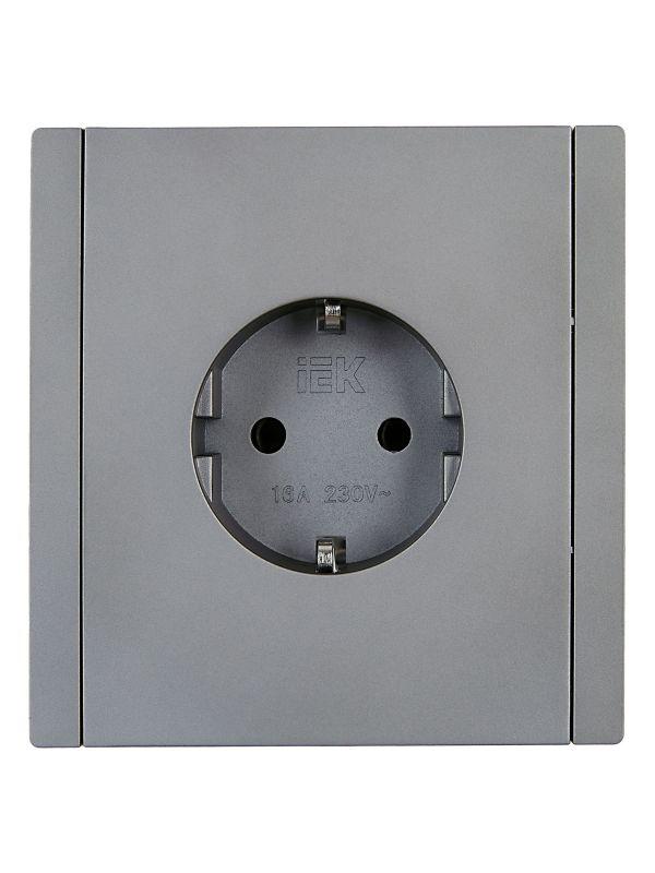 Розетка СП FORTE&PIANO FP514 16А с заземл. без защ. шторок безвинт. крепл. сталь IEK FP-R11-16-1-K46