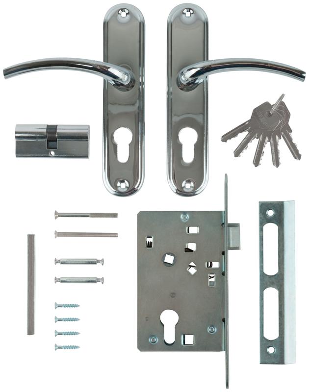 Замок врезной с ручками "Стандарт" ЗВ4-7.03С хром 66998
