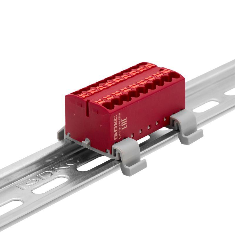 Блок распределительный зажим push-in 18 точек подключения 25кв.мм красн. DKC DTP1-018-04SPUR