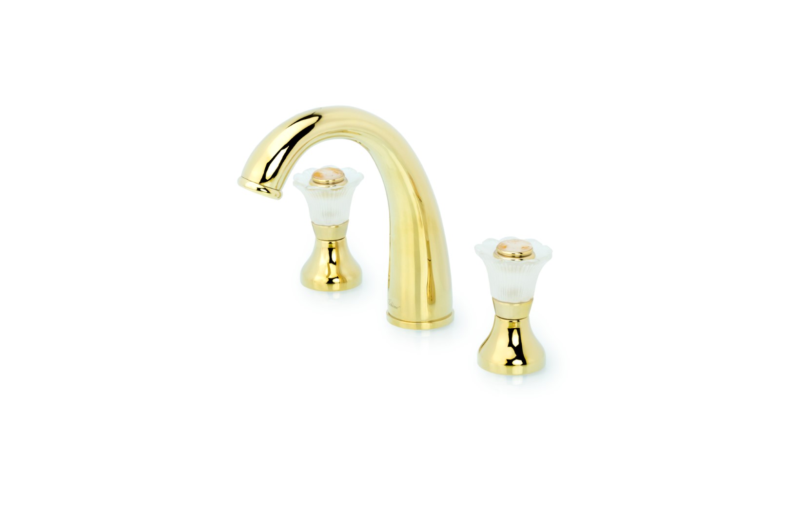 Смеситель для раковины на 3 отверстия, Camelia золото_Комплект