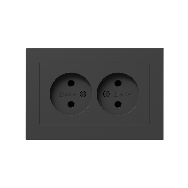 Розетка 2-м СП Эпика 16А без заземл. без защ. шторок с рамкой механизм черн. EKF UP1-SOB-200
