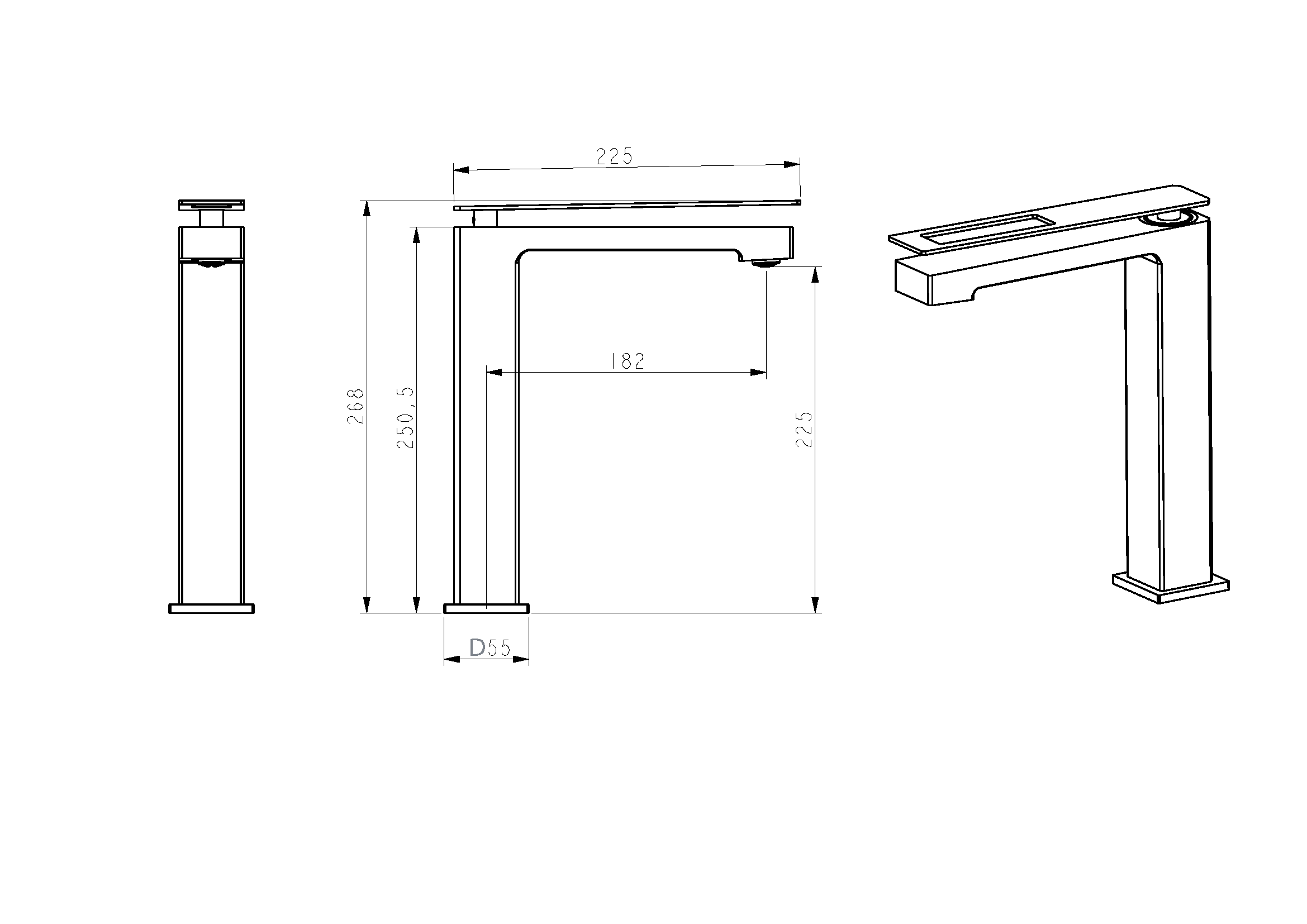 Смеситель Q для умыв. выс. WhiteGold