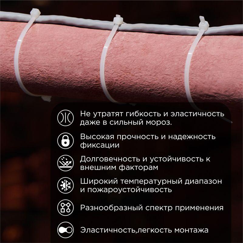 Хомут морозостойкий 400x4.8мм бел. (уп.100шт) Rexant 87-0400