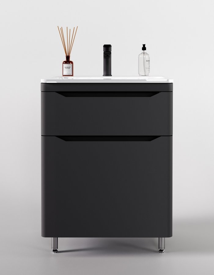 Тумба напольная "Марелла 60" (2 ящ.) Люкс антискрейтч серый, PLUS