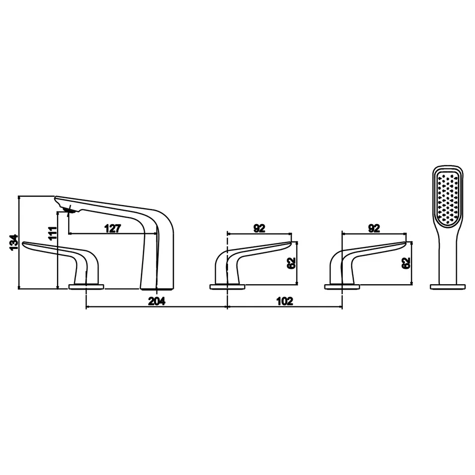 Смеситель на борт ванны Rose R1312F, белый/хром