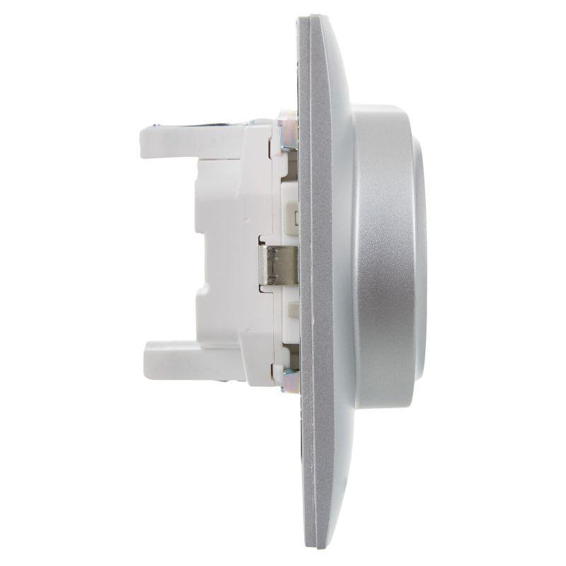 Розетка 2-м SKANDY 16А с заземл. защ. шторки в сборе SK-R07S серебр. IEK SK-R24-16-K23-F