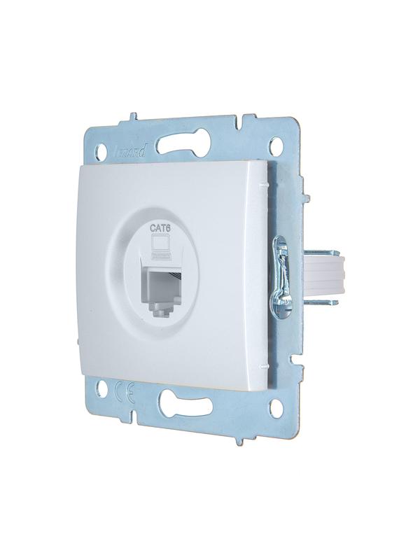 Розетка компьютерная 1-м СП ASTI IP20 RJ45 механизм Cat 6e жемчуж./бел. перламутр. LEZARD 7081-3088-140