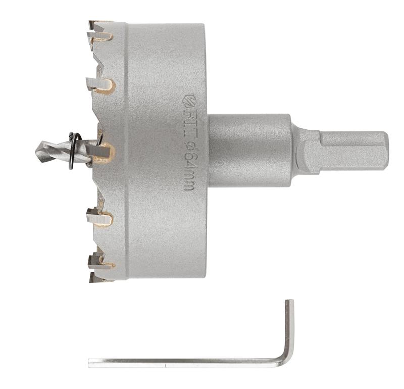 Коронка кольцевая с карбидными вставками профи (для отверстий в нержавеющей стали) 64мм FIT 36853